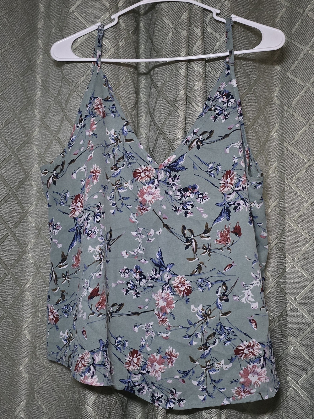 SHEIN Sage Green Floral V-Neck Camisole